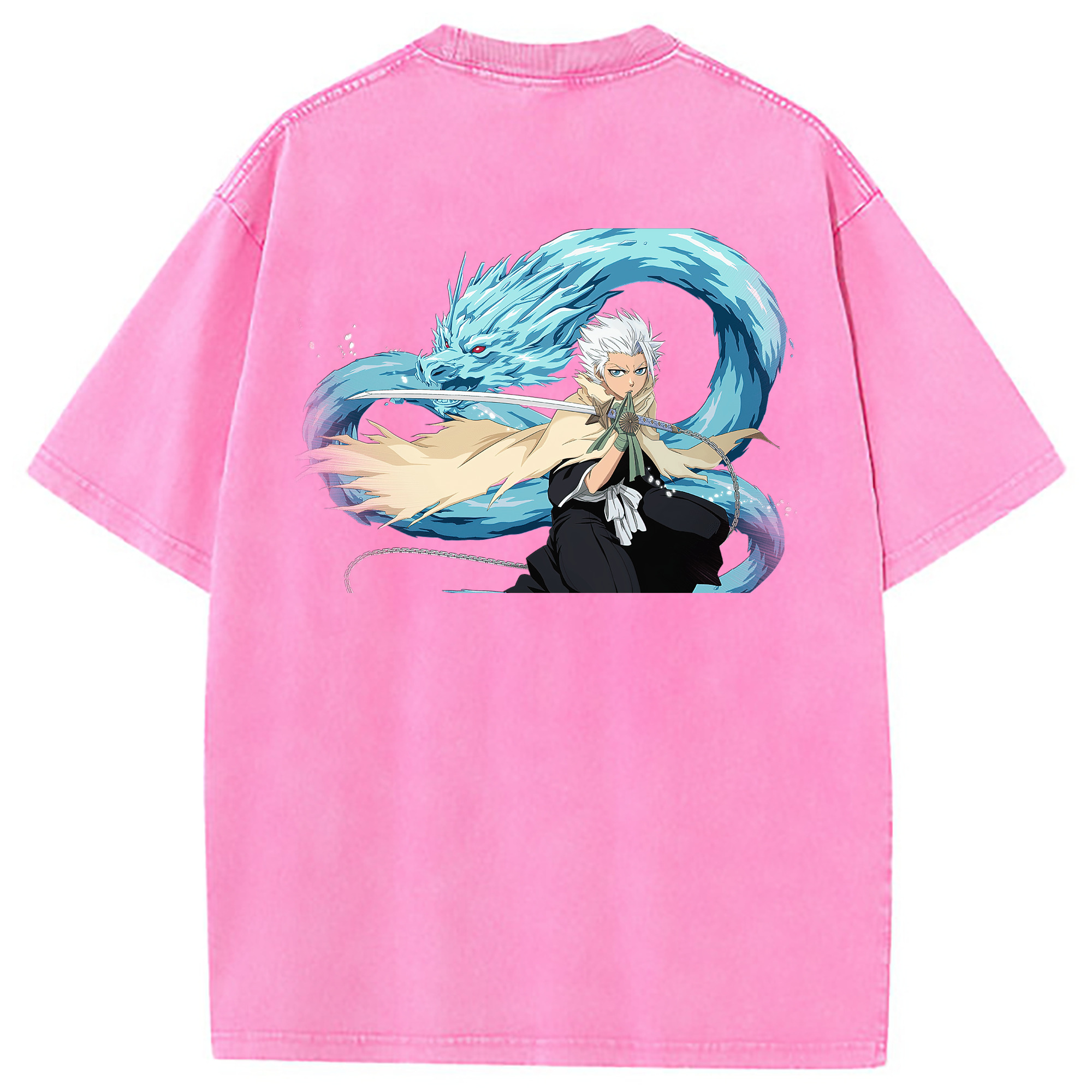 （画像用） ブリーチ 日番谷冬獅郎（ひつがや とうしろう） BLEACH Hitsugaya Toushirou 綿100% ヴィンテージ風 半袖Tシャツ（背面プリント）